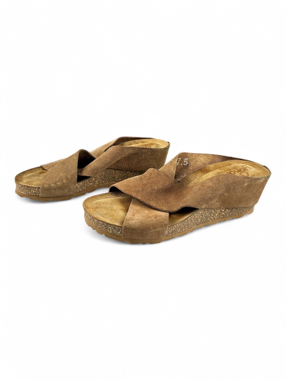 Yokono Women's Brown Suede Wedge Slide Sandals Size 7.5